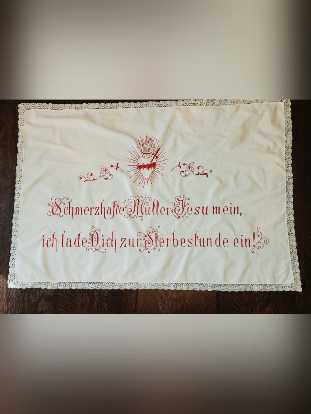 Lovely Vintage German hand embroidered church altar cloth EUC $165